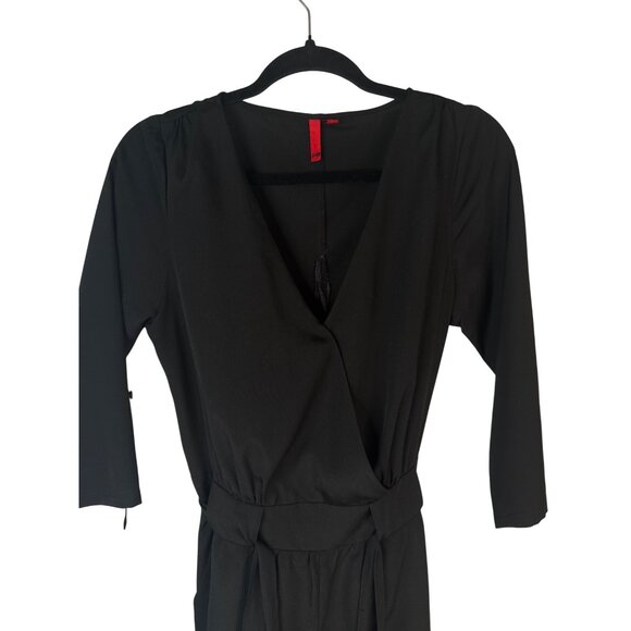 2/$30 5148 Black Small Polyester Mini Romper Waist Sash Front Tie & 3/4 Sleeves - Picture 5 of 16